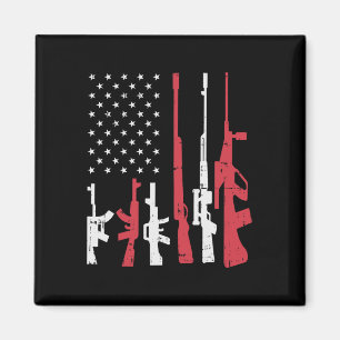 Aimant Usa Flag Guns Drôle American Pride 4 juillet Pat