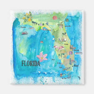 Aimant USA Florida State Carte Vintage avec les faits sai