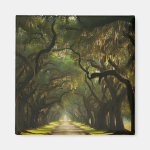 Aimant USA, Géorgie, Savannah, Une conduite bordée de chê