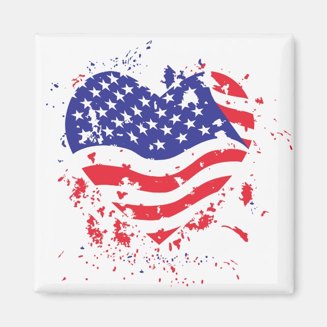 Aimant USA-Heart-Paint-Splatter (Devant)