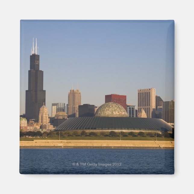 Aimant USA, Illinois, Chicago, City skyline avec Adler (Devant)