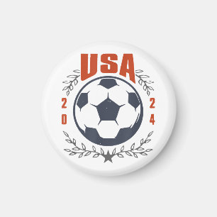 Aimant USA Soccer Ball 2024 Stars & Laurel Wreath Vintage