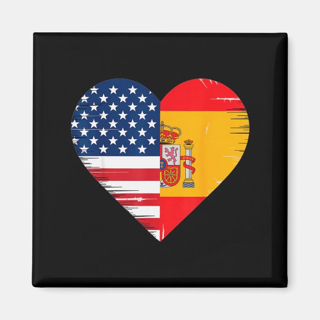 Aimant Usa Spain Heart - Dual Citizenship  (Devant)