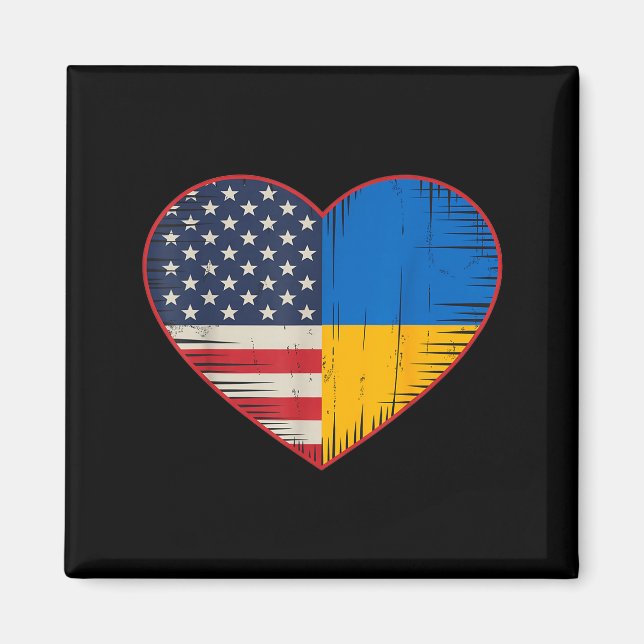 Aimant Usa Ukraine Heart - Dual Citizenship  (Devant)