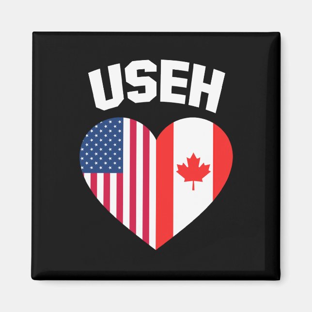 Aimant USEH Amérique Canada Drapeau Drôle Américain Canad (Devant)