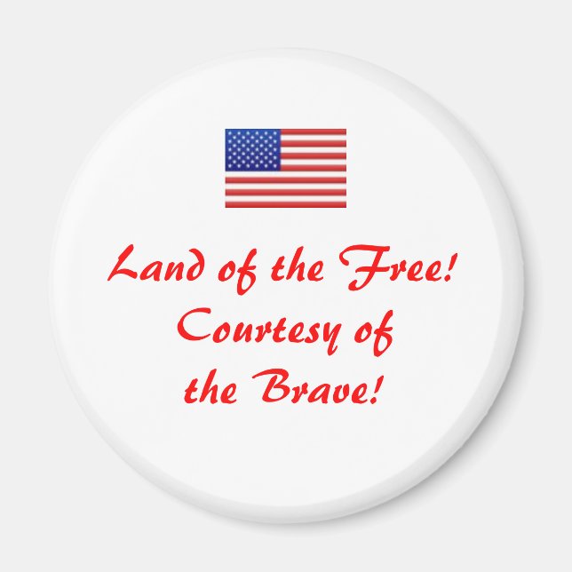 Aimant usflag, Terre des Libres ! Avec l'aimable autorisa (Devant)