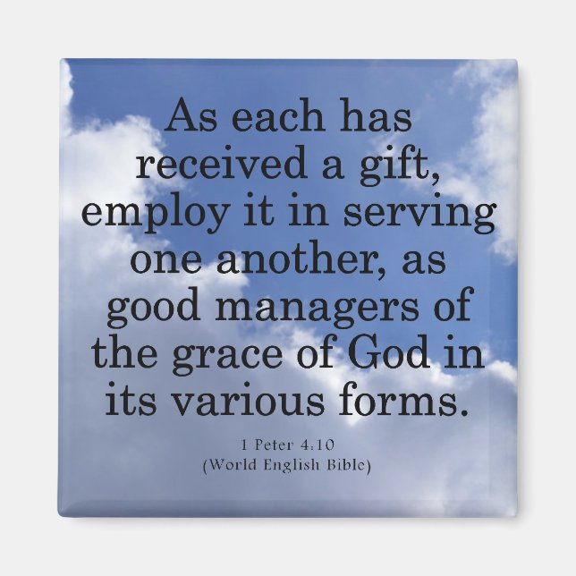 Aimant Utilisation des dons de Dieu 1 Pierre 4:10 (Devant)