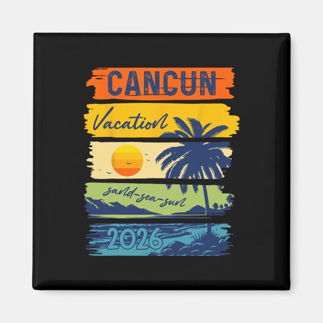 Aimant Vacances à Cancun 2026 Mer Sable Plage Voyage d'ét (Devant)