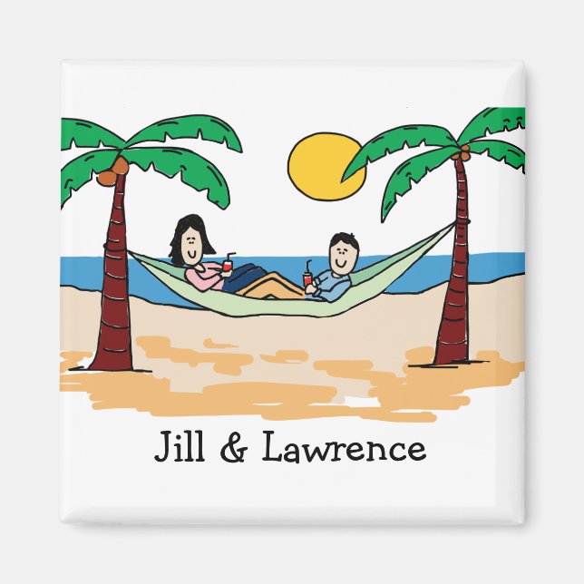 Aimant Vacances couple- personnalisation de l'aimant dess (Devant)