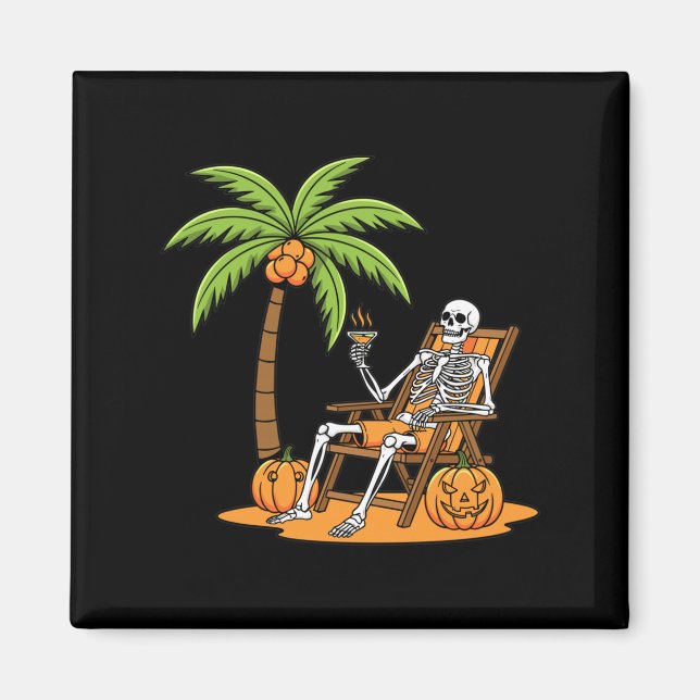 Aimant Vacances de la plage de squelette d'Halloween Palm (Devant)