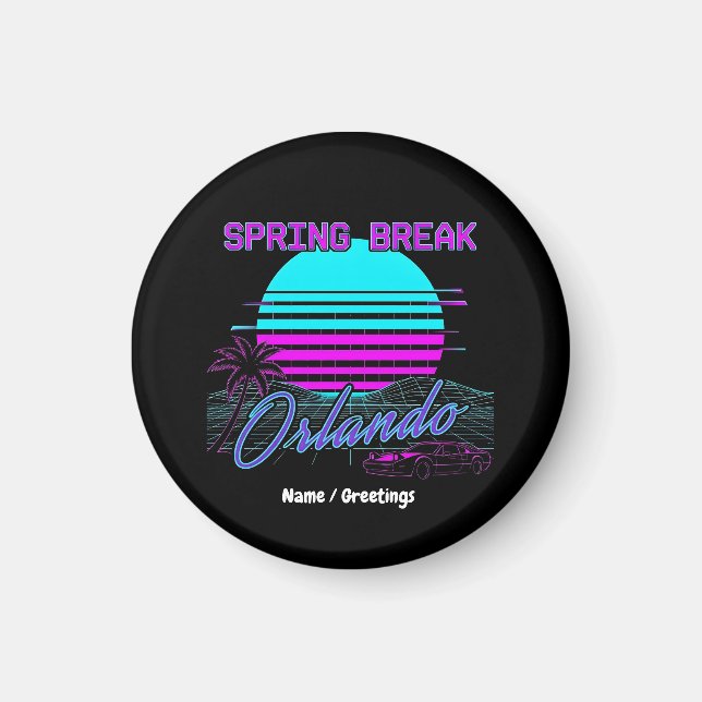 Aimant Vacances de printemps 2026 Orlando After Dark Retr (Devant)