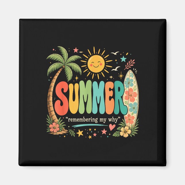 Aimant Vacances d'été drôles de soleil de plage tropicale (Devant)