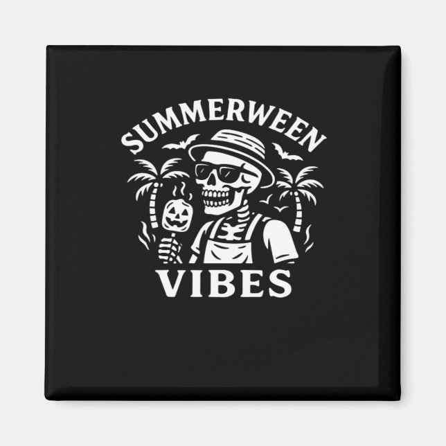 Aimant Vacances d'été Summerween Vibes Skeleton Hallowee (Devant)