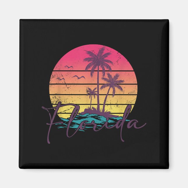 Aimant Vacances d'été tropicales au coucher du soleil vin (Devant)