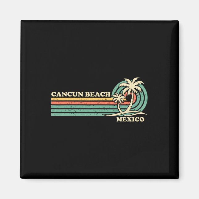 Aimant Vacances d'été vintage Retro Mexico Cancun Beach (Devant)