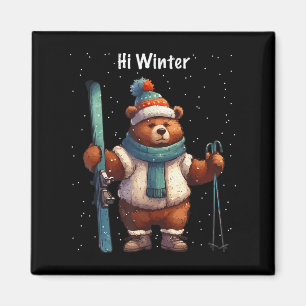 Aimant Vacances d'hiver Skieur Animal Noël Ski Ski X