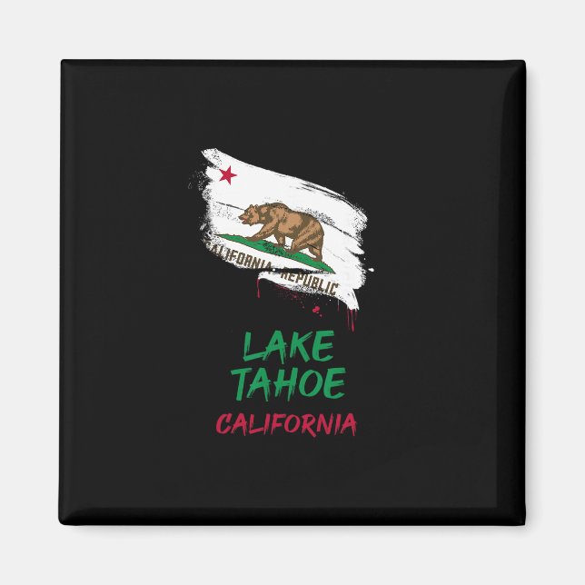Aimant Vacances Drapeau Tache De Peinture Lake Tahoe Cali (Devant)
