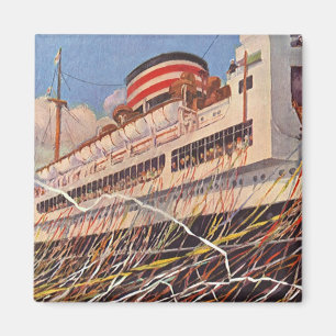 Aimant Vacances en bateau de croisière vintage; Bon Voyag