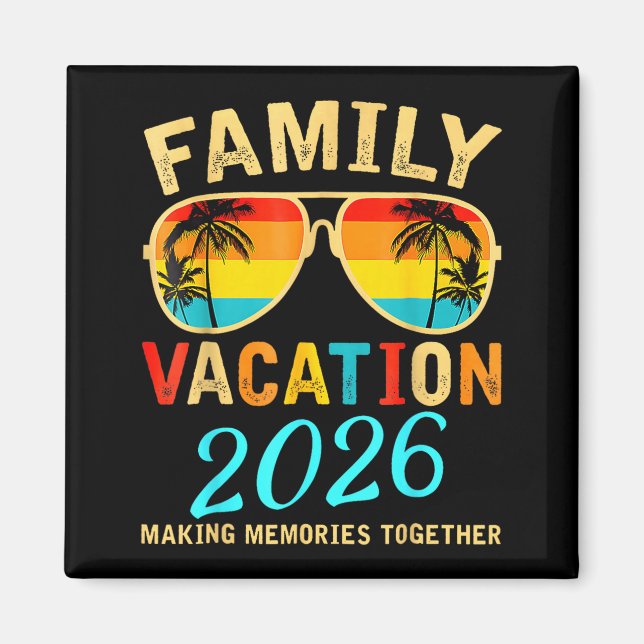 Aimant Vacances en famille 2026 Été à la plage (Devant)