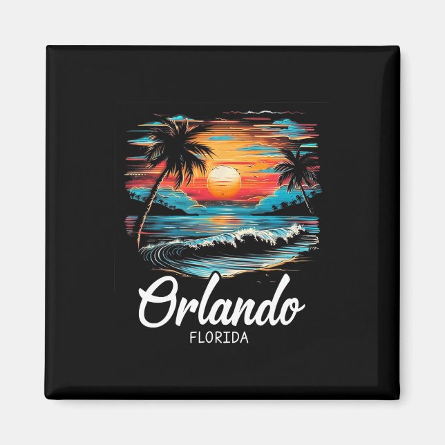Aimant Vacances en famille Retro Sunset Floride Orlando (Devant)