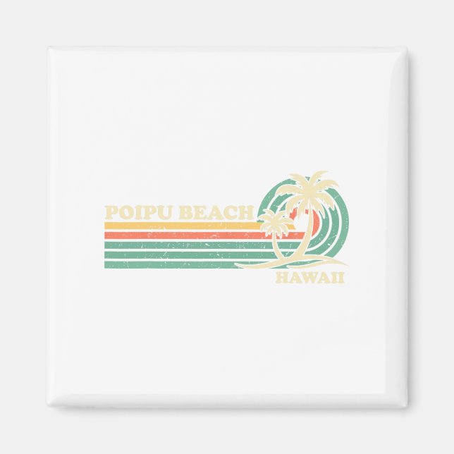 Aimant Vacances été rétro vintage Hawaii Poipu Beach (Devant)