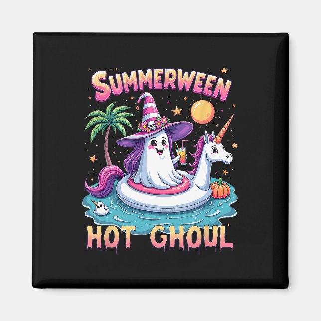 Aimant Vacances Halloween Groupe Fête Funny Summerween Wi (Devant)