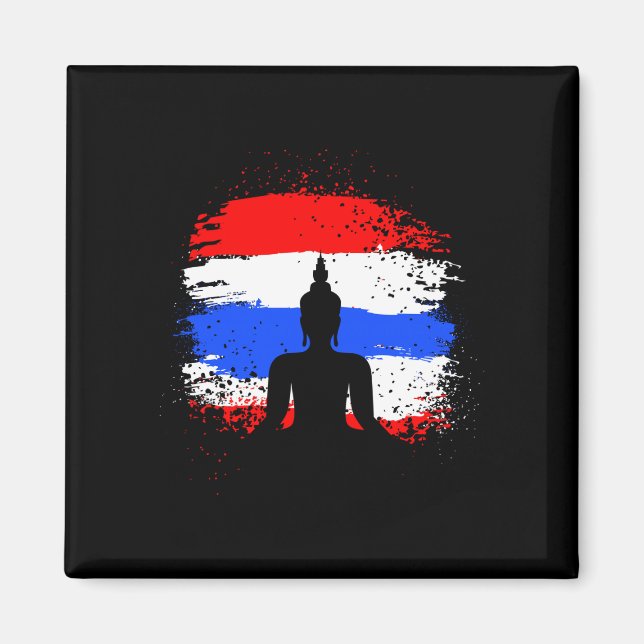 Aimant Vacances rétro thaï bouddha drapeau thaïlande (Devant)