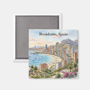 Aimant Vacances Vintage Rétro Benidorm Espagne Costa Blan