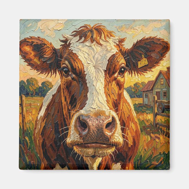 Aimant Vache à l'impasto mignonne à la ferme   (Devant)