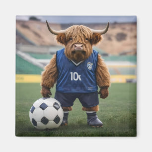 Aimant Vache Amusante Des Highlands, Vêtue Pour Le Footba