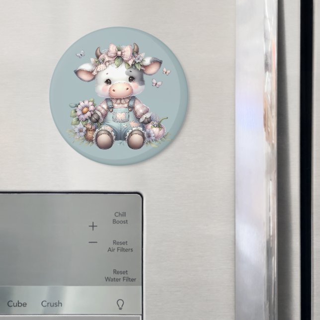 Aimant Vache Bébé mignonne Pastel dans les salons avec fl (In situ (réfrigérateur))