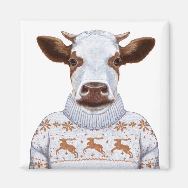 Aimant Vache de Noël (Devant)