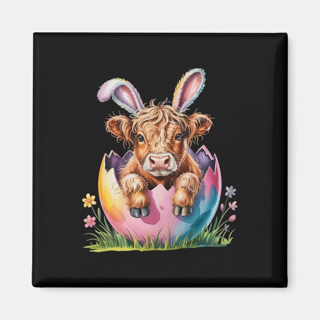Aimant Vache de Pâques mignonne Lapin Oreilles de printem (Devant)