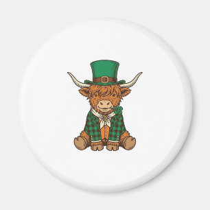 Aimant Vache des Highlands mignonne trèfle irlandais conc