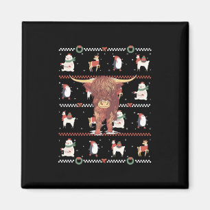 Aimant Vache des Highlands Noël laid