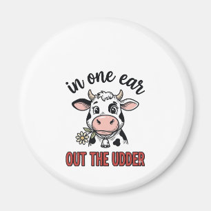 Aimant Vache drôle avec une oreille dans l'autre du tee-s