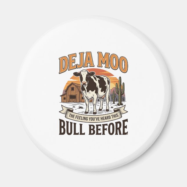 Aimant Vache drôle Deja Moo Création de chemise western v (Devant)