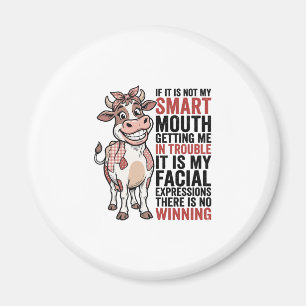 Aimant Vache mignonne insolente graphique vintage Smart M