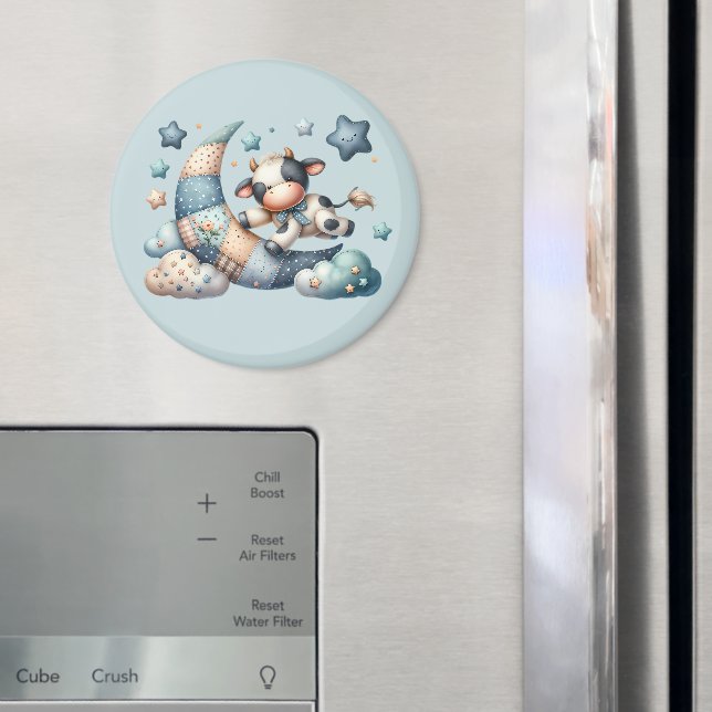 Aimant Vache patchwork mignonne sur la lune avec des étoi (In situ (réfrigérateur))