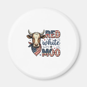 Aimant Vache Patriotique Rouge Blanc Moo Chemise 4 Juille