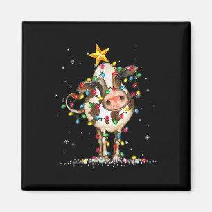 Aimant Vache Reindeer Casquette Père Noël Lumières de Noë