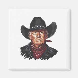 Aimant Vachette drôle Western Donald Trump Drapeau améric