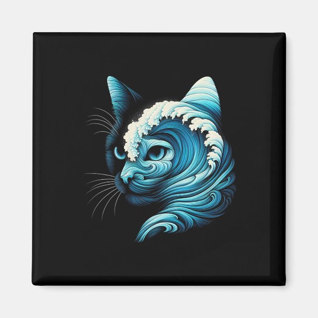 Aimant Vague Bleue De Chat Dames Bleu Chats Vague Pour Ka (Devant)