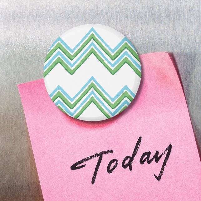 Aimant Vague Chevron Zaza en Vert et Aqua (Créateur téléchargé)