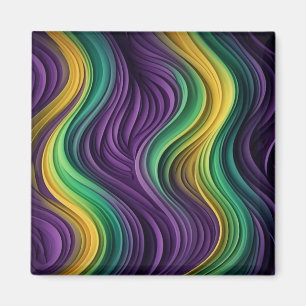 Aimant Vague colorée à motif de Mardi Gras