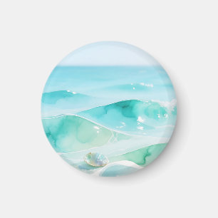Aimant Vague de mer turquoise Coquillage