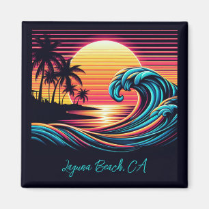 Aimant Vague de Surf rétro Sunset