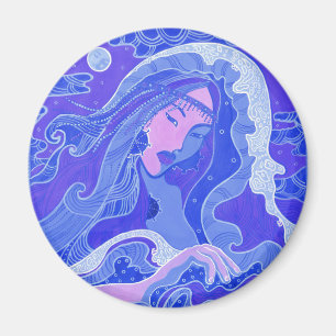 Aimant Vague, Sirène, Imaginaire Art Asiatique fille, Ble