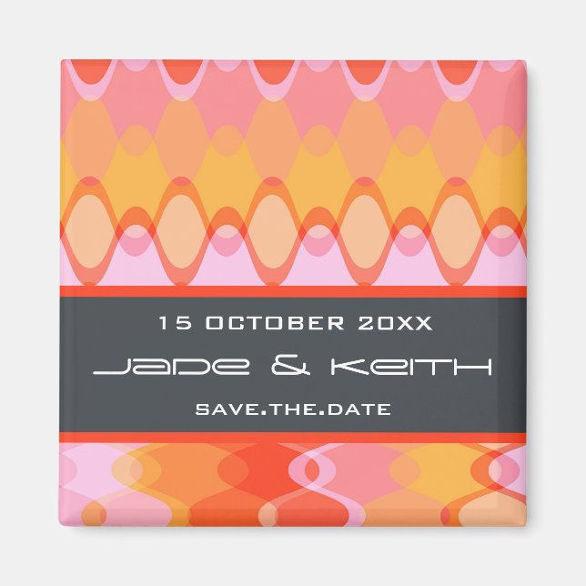 Aimant Vagues géniales | 03 * date jaune-orange rose (Devant)