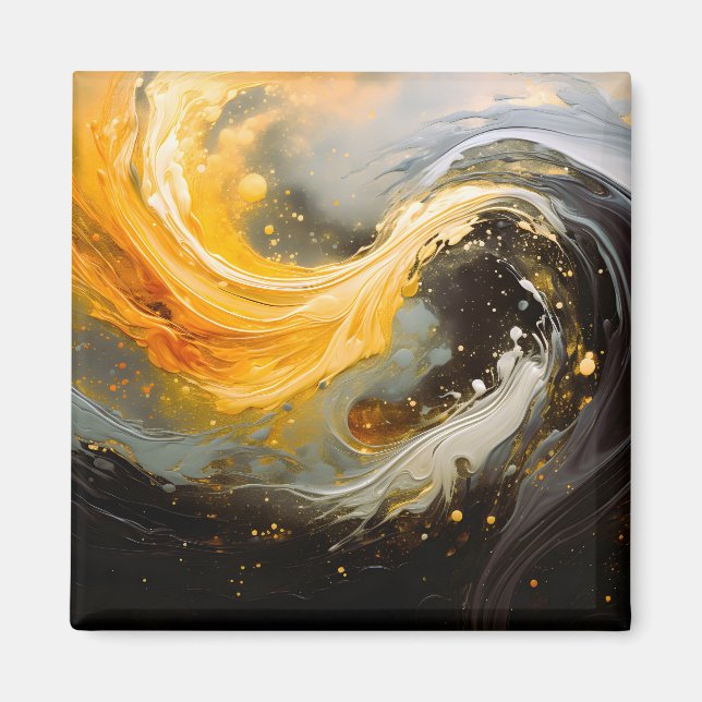 Aimant Vagues modernes marbre abstrait doré (Devant)